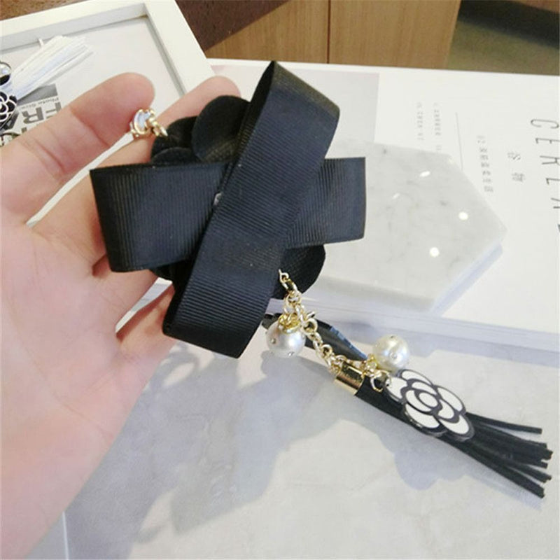 Decoration PU Camellia Bag Pendant Car Key Ring Tassel Keychain For Women|Girls
