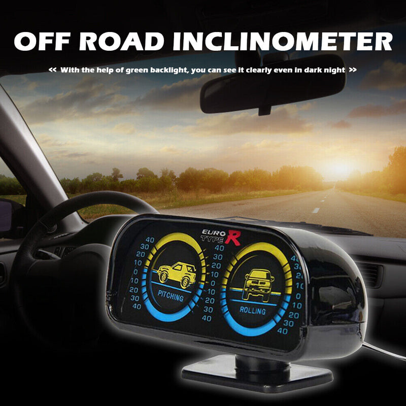 Inclinometer with Green Backlight Self Adhesive Base for Off Road 4x4 Vehicle