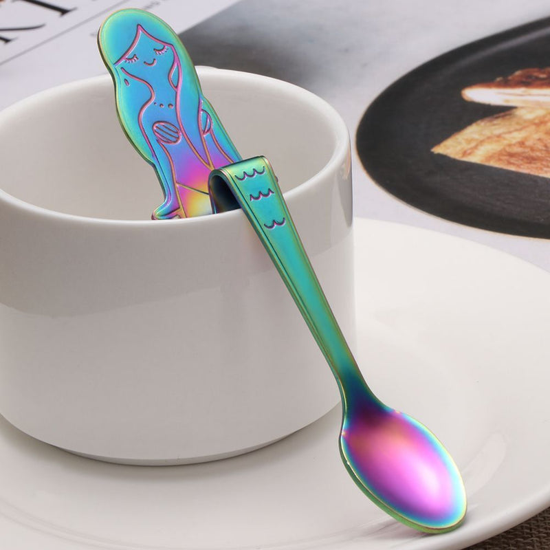 Dining Stainless Steel Coffee Scoops Hanging Cup Spoon Mermaid Coffee Spoons