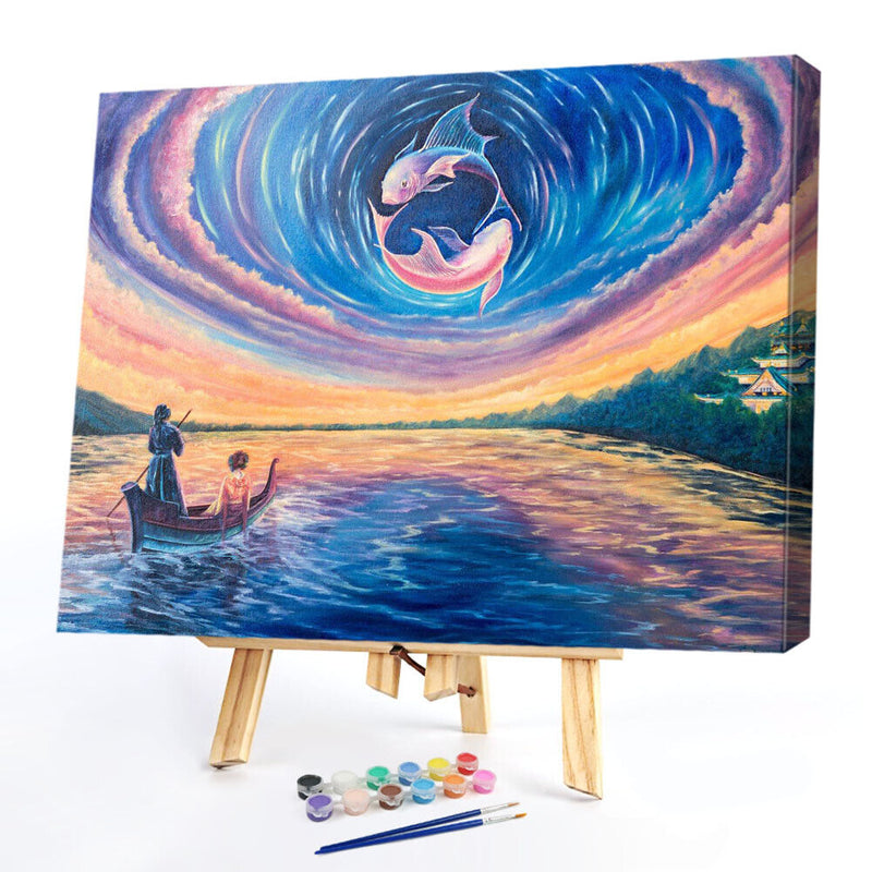 Reflected Fish Oil Paint By Numbers Kits Canvas DIY Picture for Adults Children