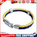 Women Men Leather Ukrainian Flag Bracelet Stand with Ukraine Wristbands