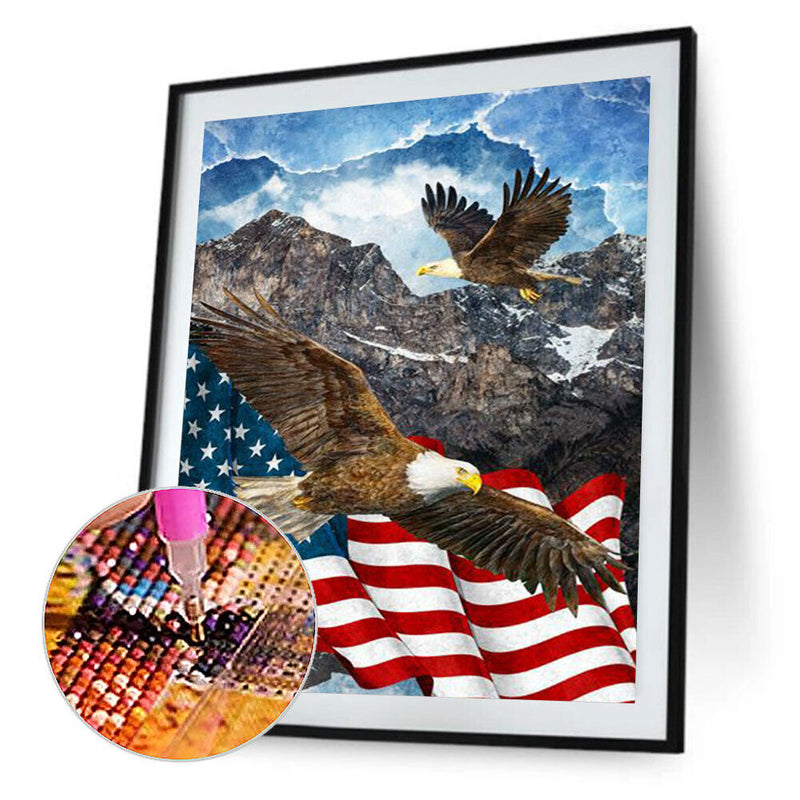 5D DIY Diamond Painting USA Flag Eagle Full Round Drill Crafts Mosaic Rhinestone