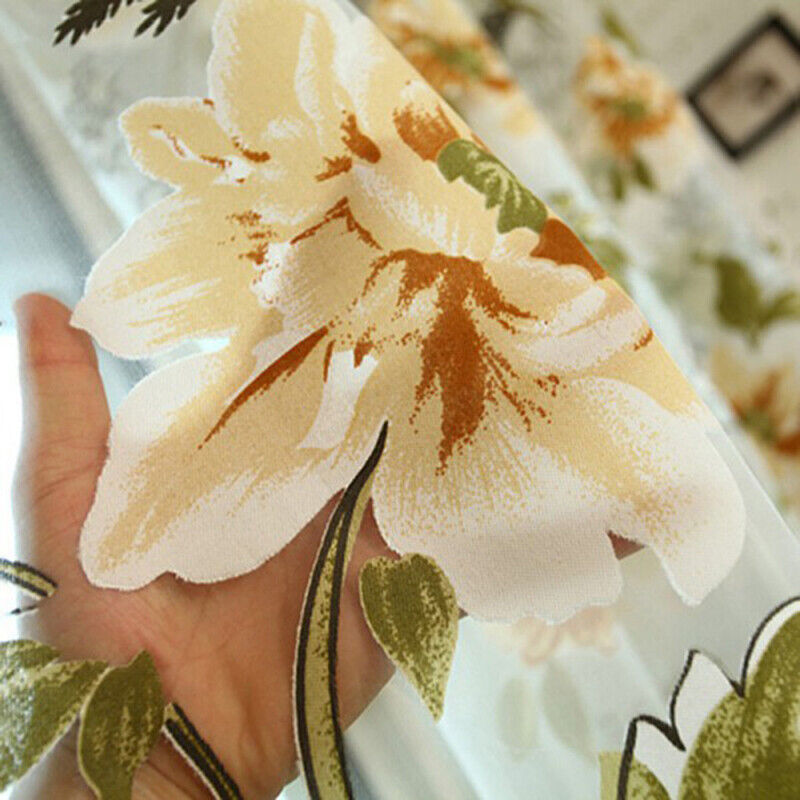Window Curtain Flower Sheer Pattern Voile Valances Yellow 100x200cm