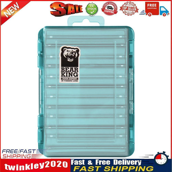 Double-Sided Fishing Lure Transparent Fishing Tackle Box Hook Case (Blue) Newly