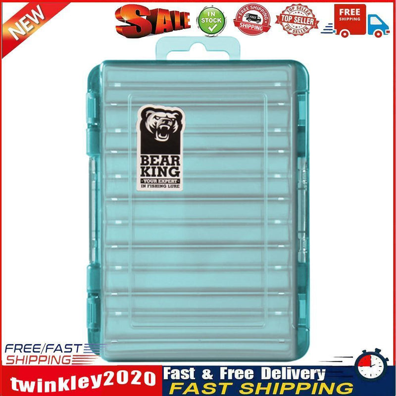 Double-Sided Fishing Lure Transparent Fishing Tackle Box Hook Case (Blue) Newly
