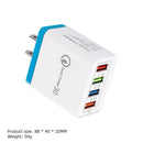 4 USB Travel Charger 3A Fast Charging Charger US Plug Adapter (Sky Blue) Newly