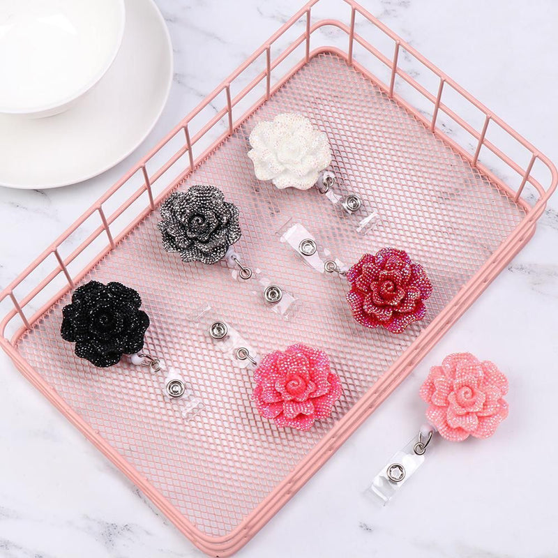 Stationery Lanyards Key Ring Badges Holder Rose Shape Badge Reel For 2PCS
