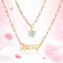 Multi-Layer Butterfly Pendant Acrylic Necklace for Women Letters Choker Jewel