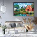 Full Embroidery DIY Canvas Stamped 11CT Cross Stitch Farm View Kit Ornament