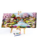 Hut by Lake Oil Paint By Numbers DIY Craft Coloring Drawing Home Decoration Gift