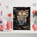 Oil Paint By Numbers Flowers Lion Frameless Picture Craft Kit for Living Ro