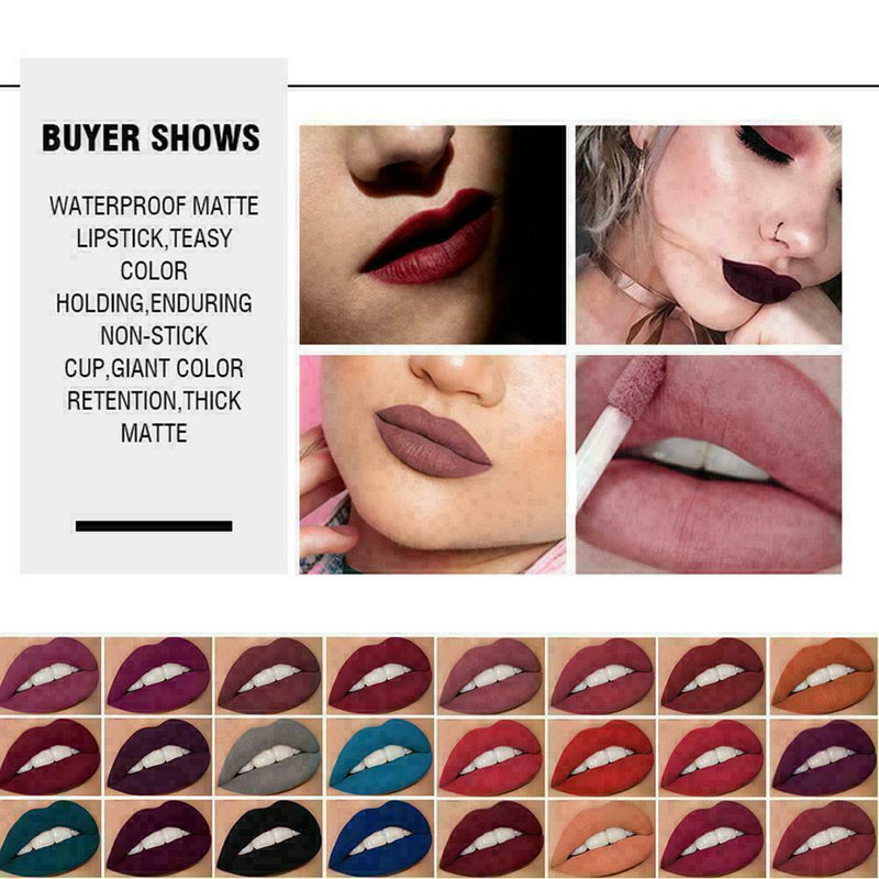 Waterproof Long Lasting Velvet Matte Lipstick Makeup Colors Q6H9 Gloss 24 F7V0