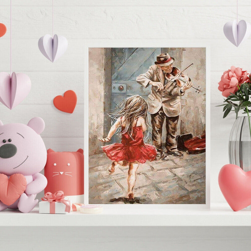 Oil Paint By Numbers Street Old People Frameless Picture Craft Kit for Bedroom