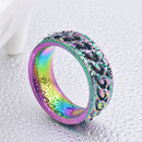 Wedding Party Stainless Rotatable Chain Ring Titanium Steel Spinner Band Rings