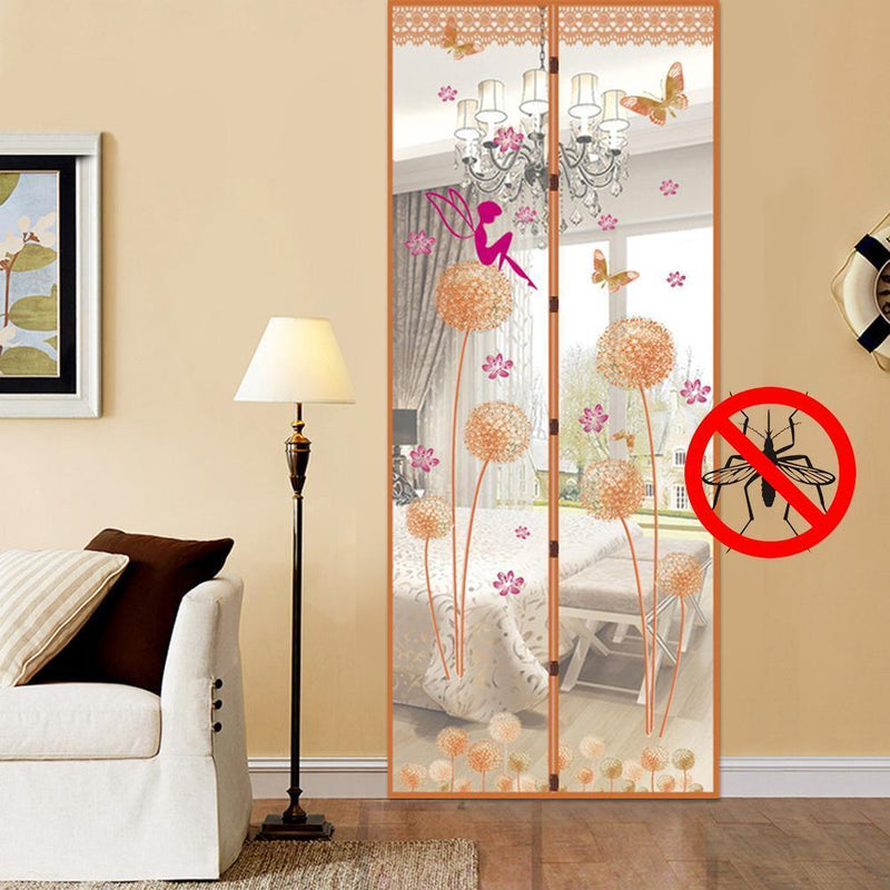 Magnetic Curtains Door Screen Anti-insect Curtain Mosquito Net Tulle(Coffee