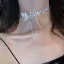 Butterfly Rhinestone Necklace Women Tassel Long Choker Party Neck Jewelry