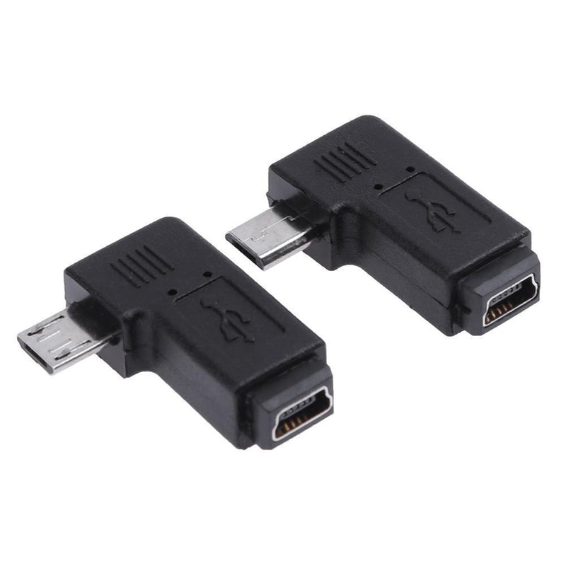 2pcs 90° Mini-USB Female, Micro-USB Male Adapter Male