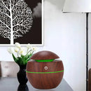 LED USB Induction Wood Grain Humidifier Ultrasonic Air Diffuser(Dark Brown
