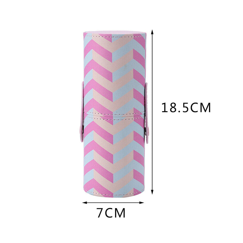 Portable PU Leather Makeup Storage Holder Cosmetic Brush Pen Cup Box (A) Newly