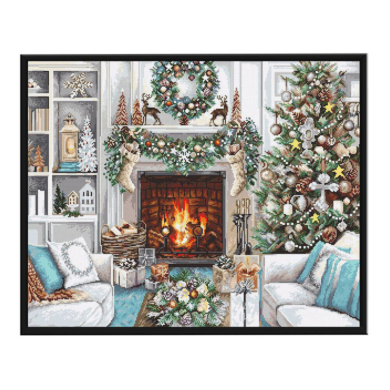 Full Embroidery Christmas 3-Beach 11CT Printed Cross Stitch Cotton DIY Kits