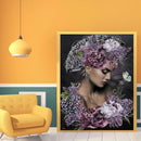 5D DIY Diamond Painting Flower Lady Rhinestone Kit Full Round Wall Craft Arts