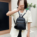 Fashion Women Lattice Pattern PU Pure Color Backpack Casual Ladies Small Handbag