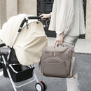 PU Large Capacity Diaper Bag Mommy Bag Backpack for Travel Totes (Grey)