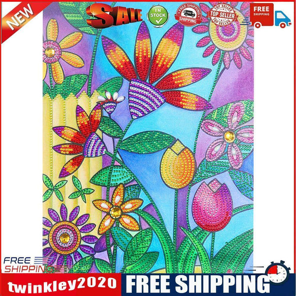 5D Rhinestone DIY Special Shaped Kit Colorful Flowers Diamond Painting