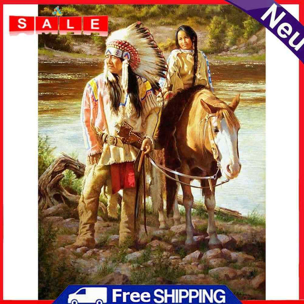 Indians Oil Paint By Number Kit DIY Handpainted on Canvas Wall Art Picture Gifts