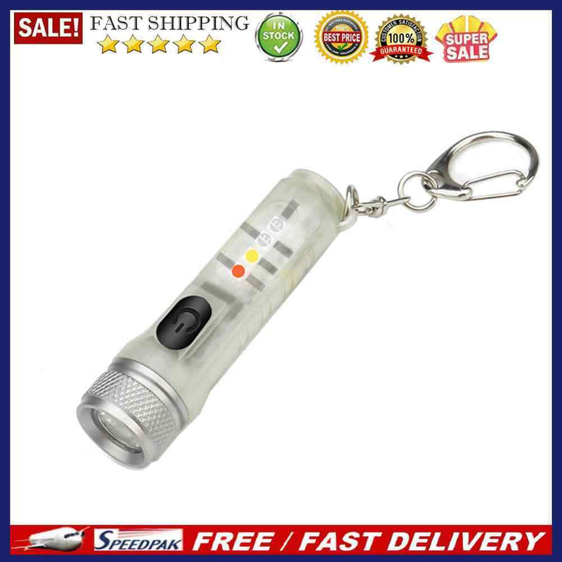 Mini Keychain Torch USB Rechargeable LED Light Waterproof Flashlight with B