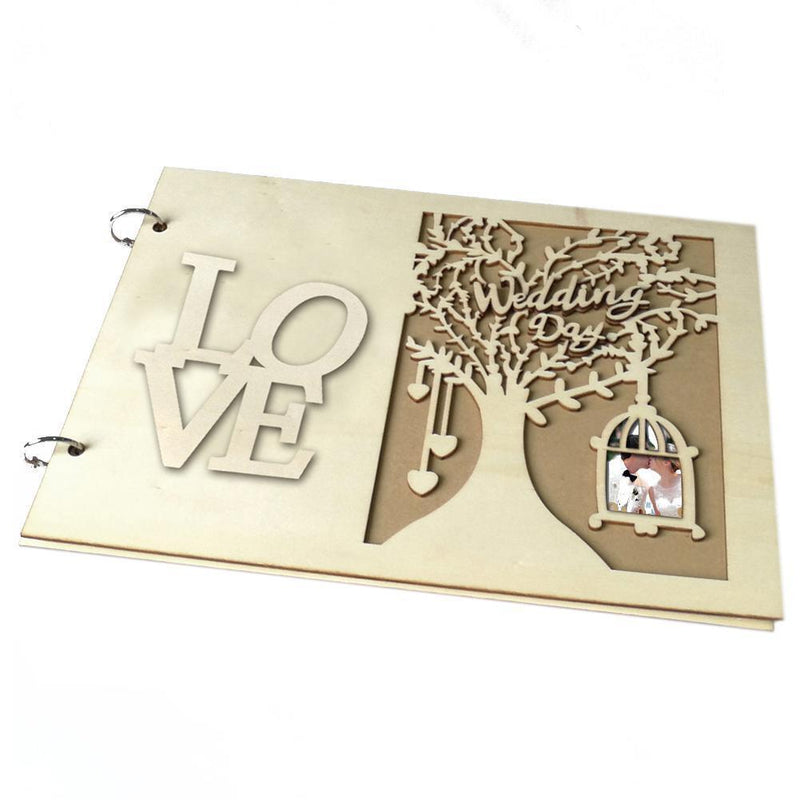 Wedding Guest Book Wooden Heart Hollow Engagement Guestbook Name Sign Board