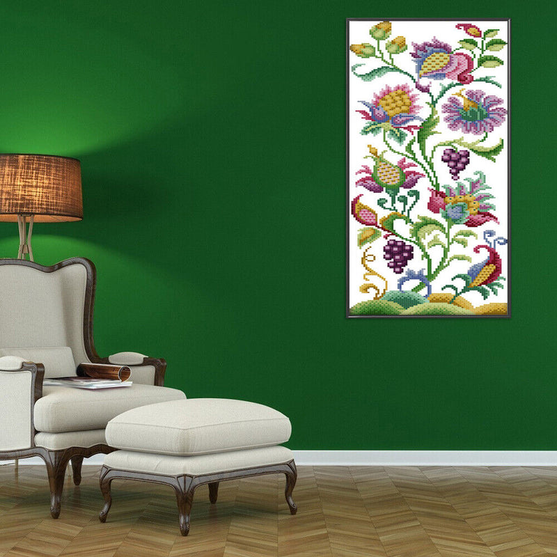 14CT Partial Cross Stitch Fruits Flower Counted DIY Home Decoration Crafts Gifts