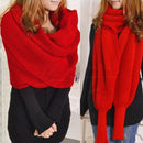 Oversized Knitted Shawls Scarfs Off Shoulder Women Sweaters Long Sleeve V-neck