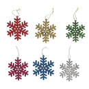 Christmas Tree Decorations Xmas 10cm Plastic Snowflake Snow Glitter Powder