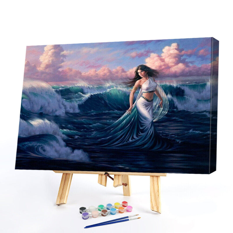 Chasing Sea Girl Oil Paint By Numbers Kit DIY Acrylic Painting Wall Art Pic