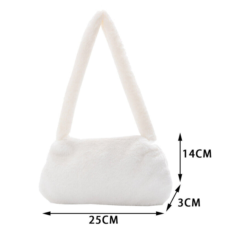 Animal Pattern Underarm Bag Women Mini Plush Shoulder Handbags Purse (1)