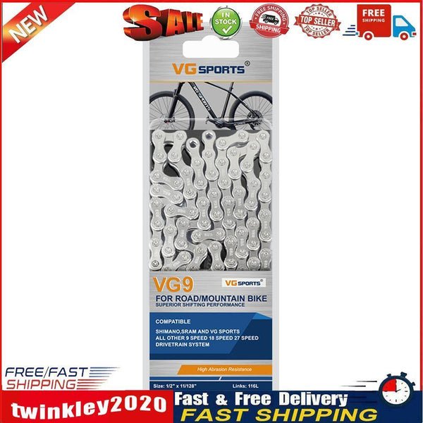 VG Sports Bicycle Chain Steel 116 Links Mountain MTB Road Bike Chain (9s) Newly