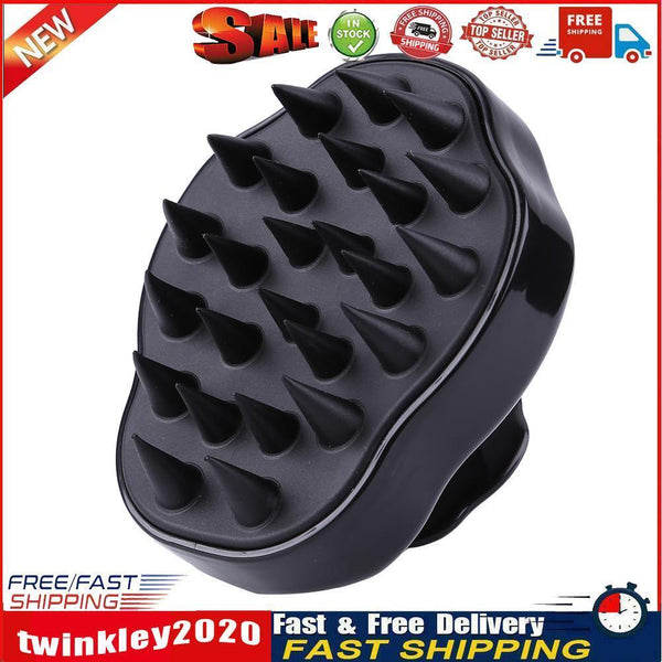 Silicone Hair Washing Comb Brush Head Scalp Massage Brush (Black) Newly