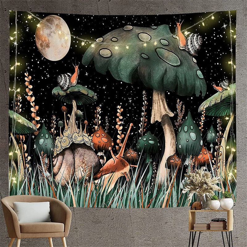 Mushroom Snail Printing Woven Tapestry Hanging Psychedelic Bohemian Tapestr