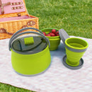3pcs Silicone Folding Kettle Cup Set Portable Collapsible Tableware (Green)