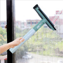 Glass Wiper 2 Side Window Bathroom Cleaning with Water Spray Bottle (Green)