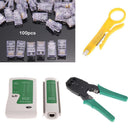 Ethernet Cable Tester Kit Crimp-Crimper Pliers + 100pcs RJ45 CAT5 Cat5e Connector