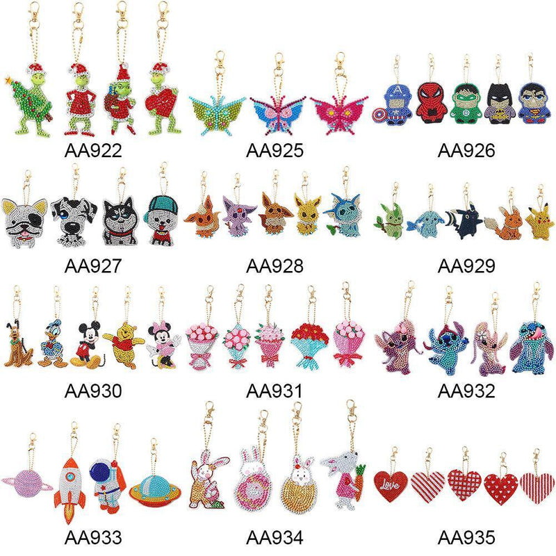 1pcs Mosaic Diamond Painting Keychain 5D DIY Rhinestone Keyring Kit