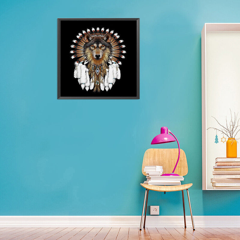 5D DIY Diamond Painting Kits Wolf Dream Catcher Full Round Drill Wall Decor Art