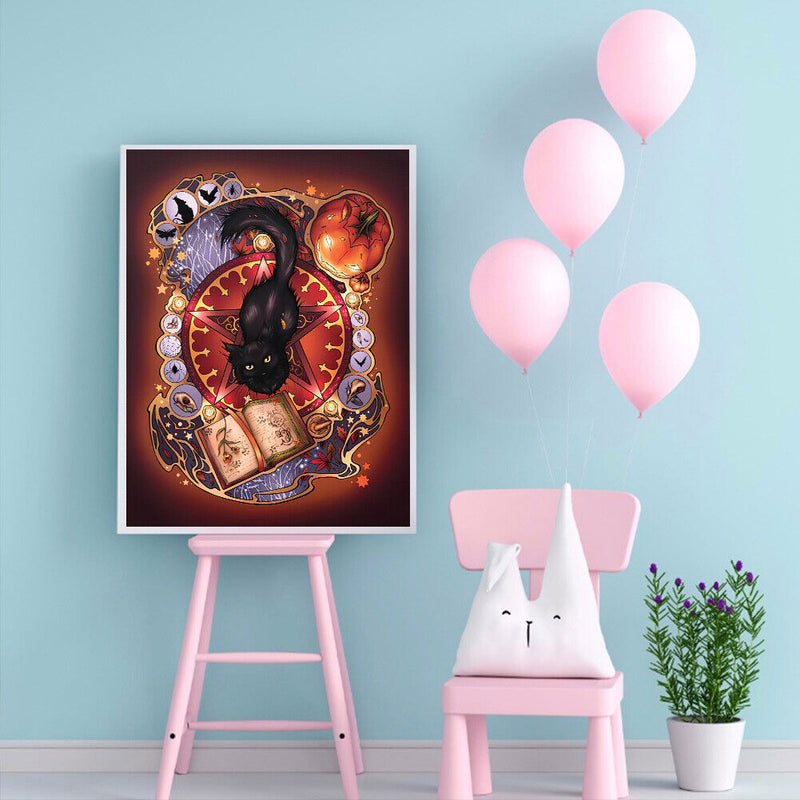 5D DIY Full Round Drill Diamond Painting Kit Halloween Pumpkin Drawing Orname