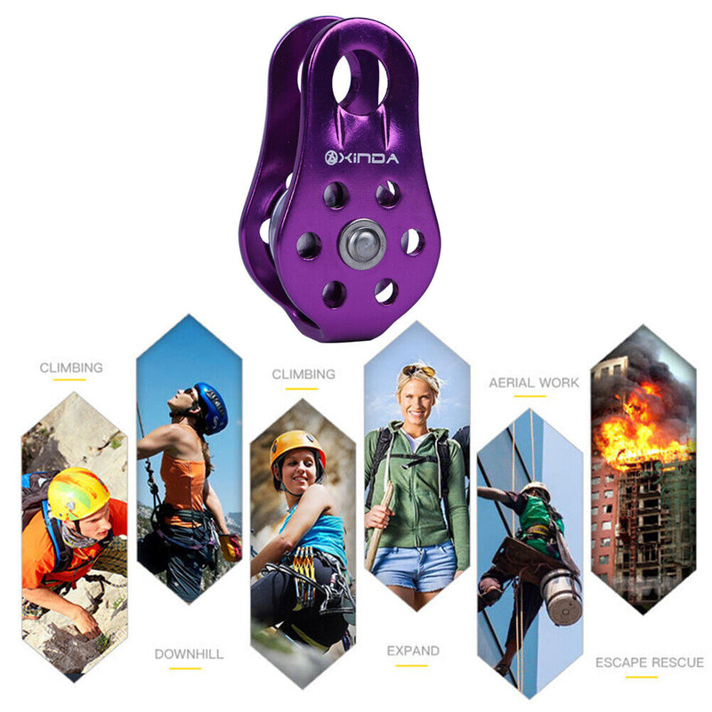 Rock Climbing Pulley Aluminum Bearing Lifting Fixed Rope Equipment (Purple)