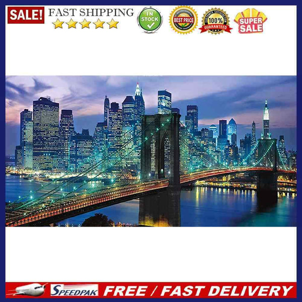 City Bridge Night Oil Paint By Numbers Kit DIY Acrylic Painting on Canvas Crafts