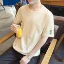 Men Summer Loose Korean Short-Sleeves Clothes Printing Solid Color Loose T-Shirt