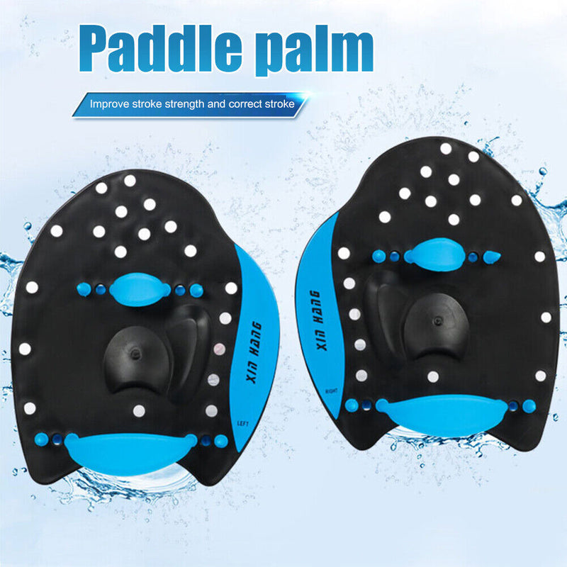 Swimming Paddles Fins Flippers Swim Water Sport Hand Webbed Gloves (Blue M)