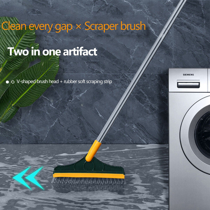 Two-In-One Design Clean Brush Dismountable Handle Bathroom Scrubber (Green)